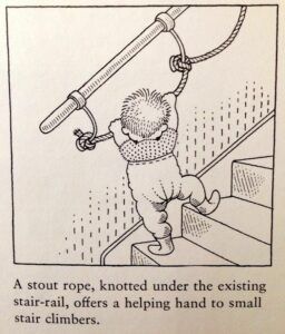 a rope banister at a childs height